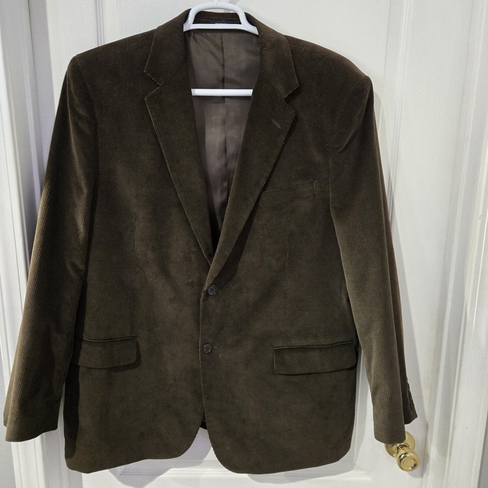 Mens Brown Corduroy Blazer Jacket Sports Coat 48R  Length 33 Meeting St Academia
